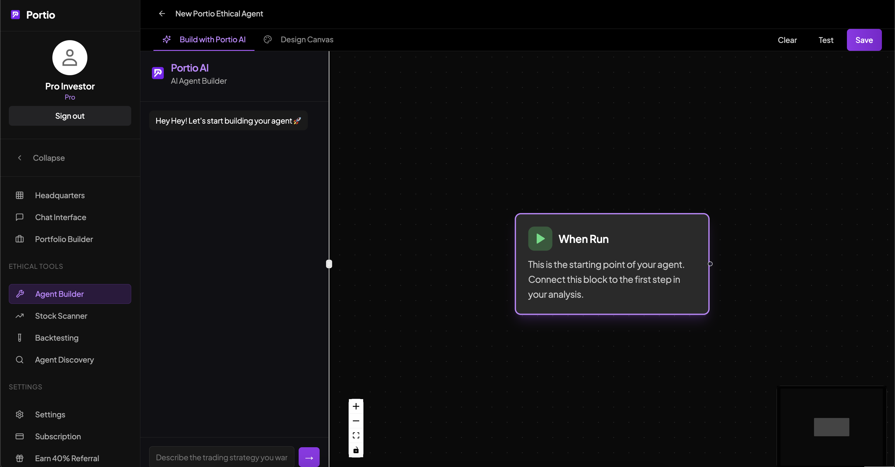 Portio Agent Builder Interface