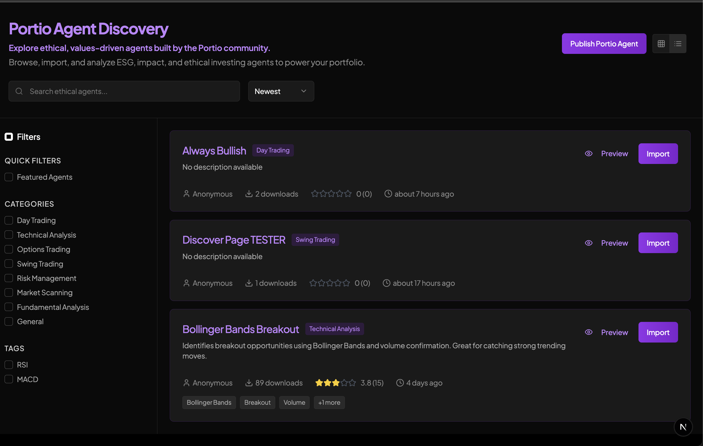 Agent Marketplace Interface